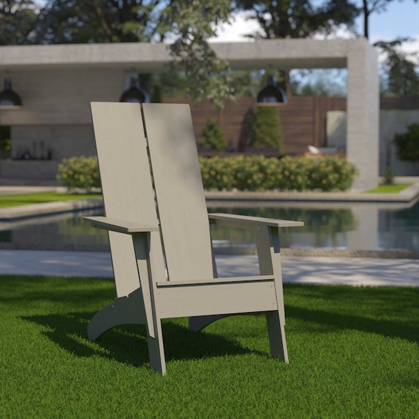 Flash Furniture Gray Modern Dual Slat Back Adirondack Chair JJ-C14509-GY-GG - main